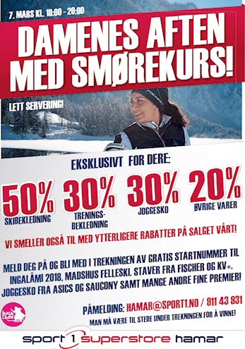 Damenes aften med smørekurs for damer tirsdag 7.mars kl 18-20